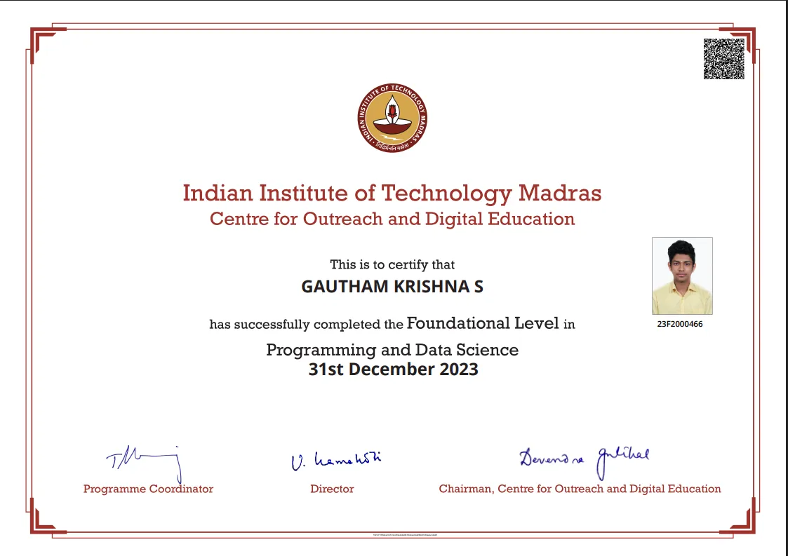 IITM BS Data Science Foundations